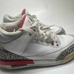 Jordan White and Red Athletic Shoes Iconic Design